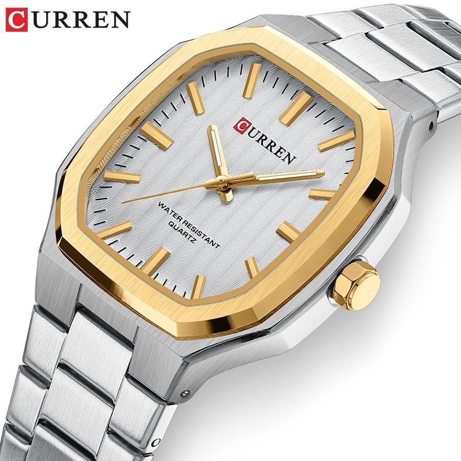 CURREN Men Quartz Watch Fashion Business Simple Leisure Silvery Stainless Steel Strap Wristwatch