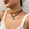 Ethnic Wind Turquoise Double Layer Korean Velvet Collarbone Chain Choker Sweet Cool Simple Necklace Female Jewellery