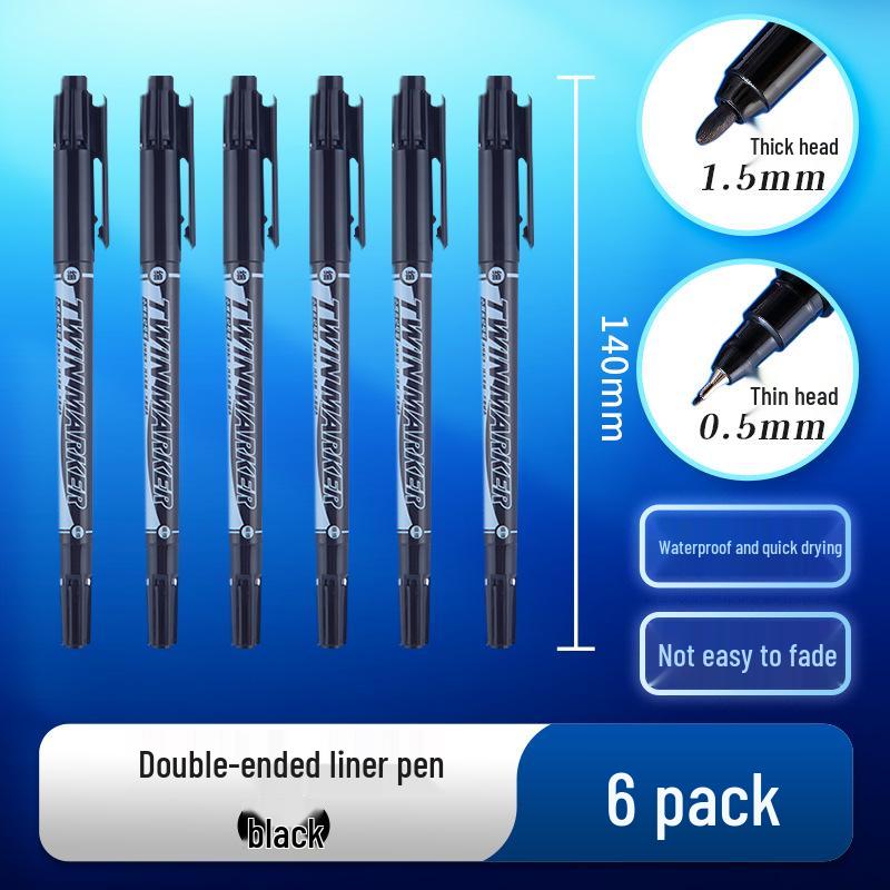 

Morning MG Double-Ended Black Oily Marker Pen – Waterproof & Colorfast, Perfect for Student Art.