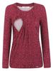 Women' Burgundy Bellybutton Maternity Nursing Blouse