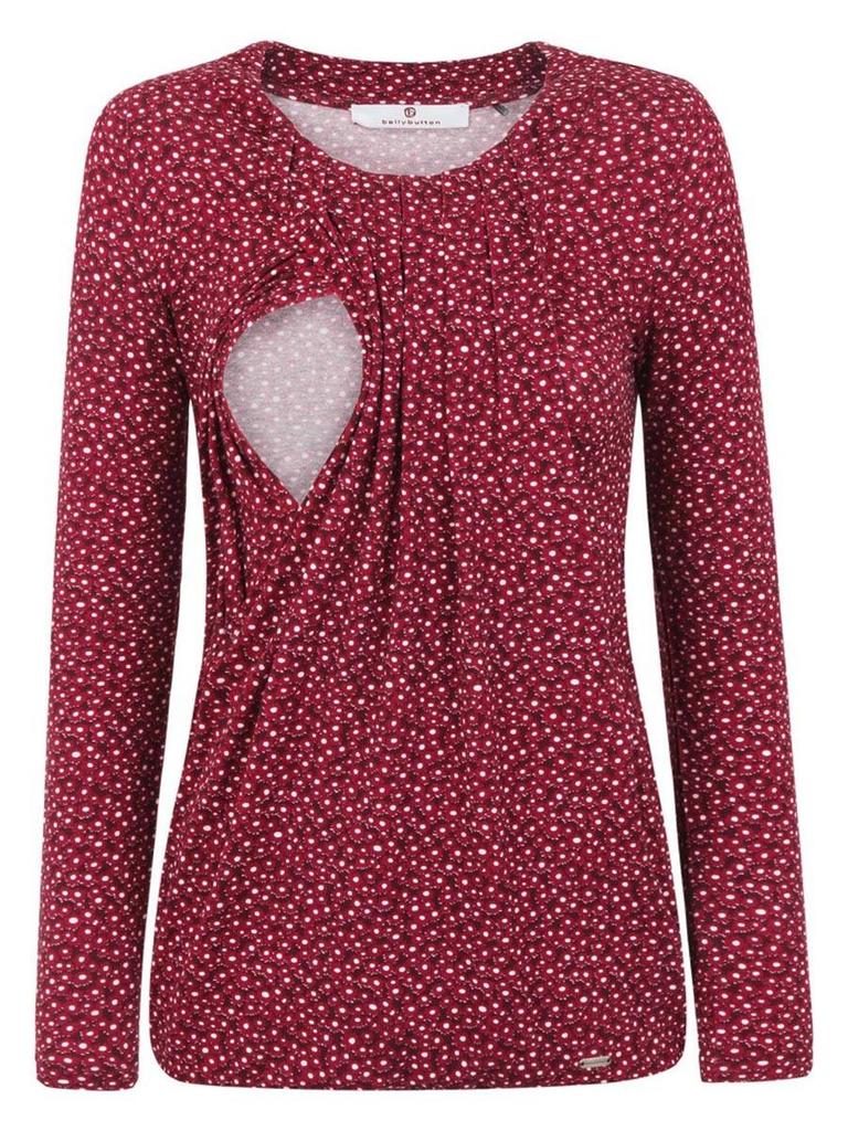 Women' Burgundy Bellybutton Maternity Nursing Blouse