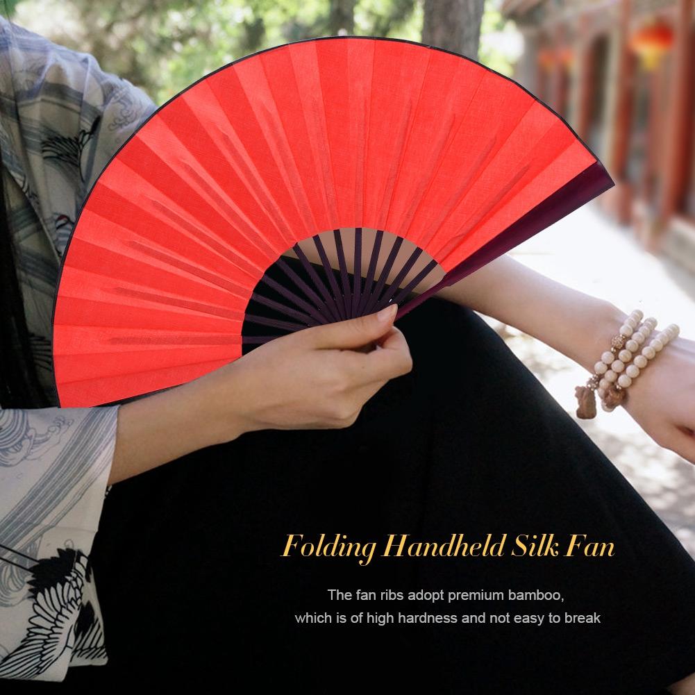 

Складной ручной бамбуковый шелковый веер Каллиграфия Китайский стиль Веера Ручная работа Художественный декор комнаты (красный)