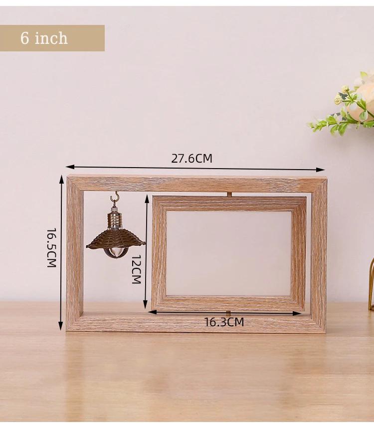 

HeMu Creative двухсторонние вращающиеся деревянные фоторамки для персонализированных подарков парам, памятные деревянные фоторамки