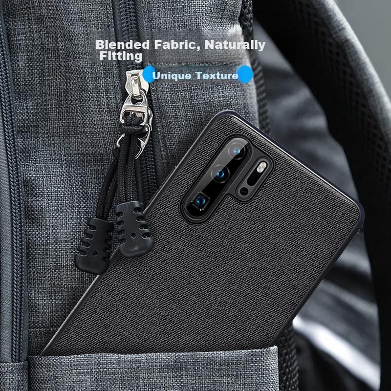 ESCASE Huawei P30 Pro Phone Case, P30 Pro Protective Cover, Creative Full-Edge Anti-Drop Leather Back Cover, ES-19 Deep Black