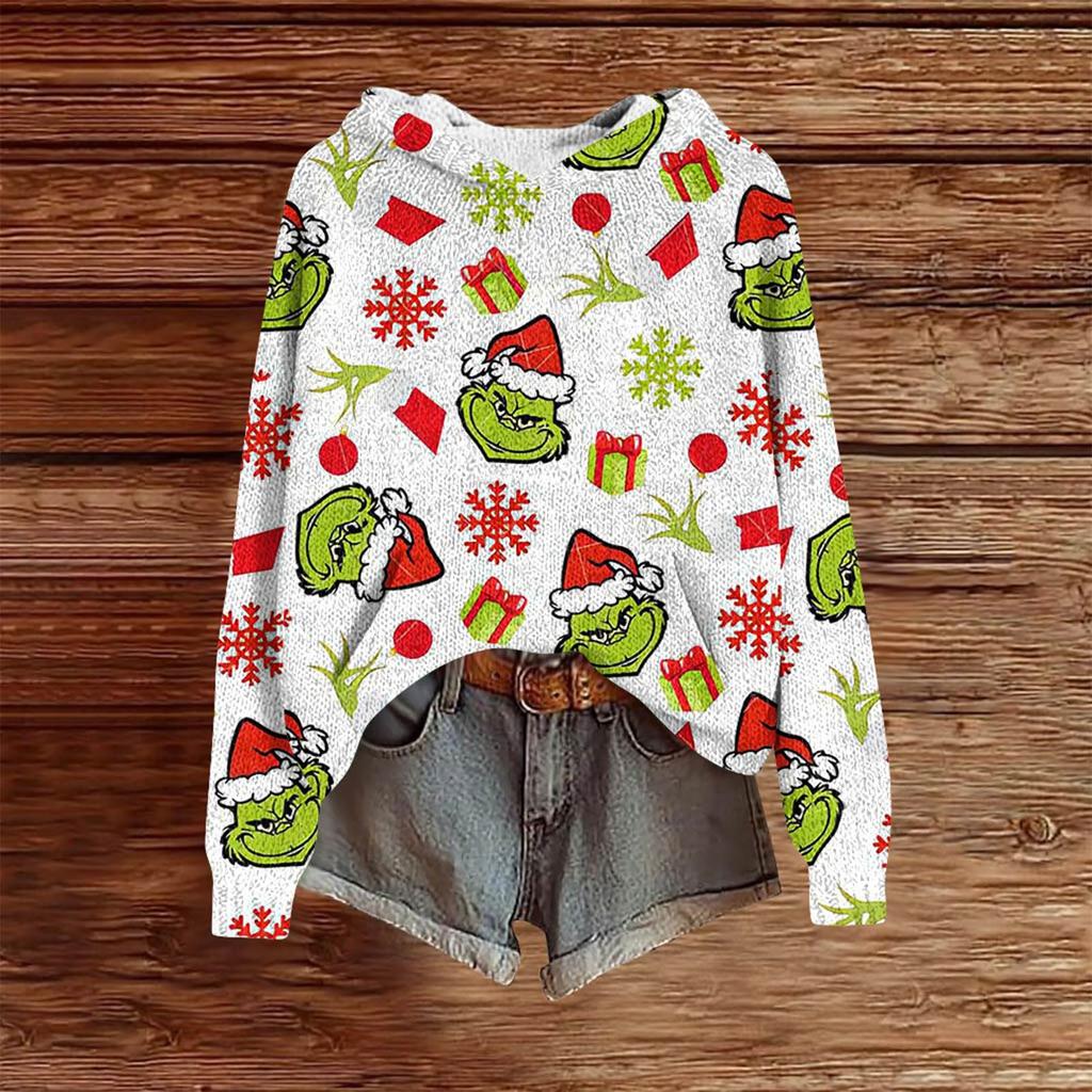 Sweatshirts For Women Knit Sweater Cute Shirt Fall Pullover Hooded Sweatshirt