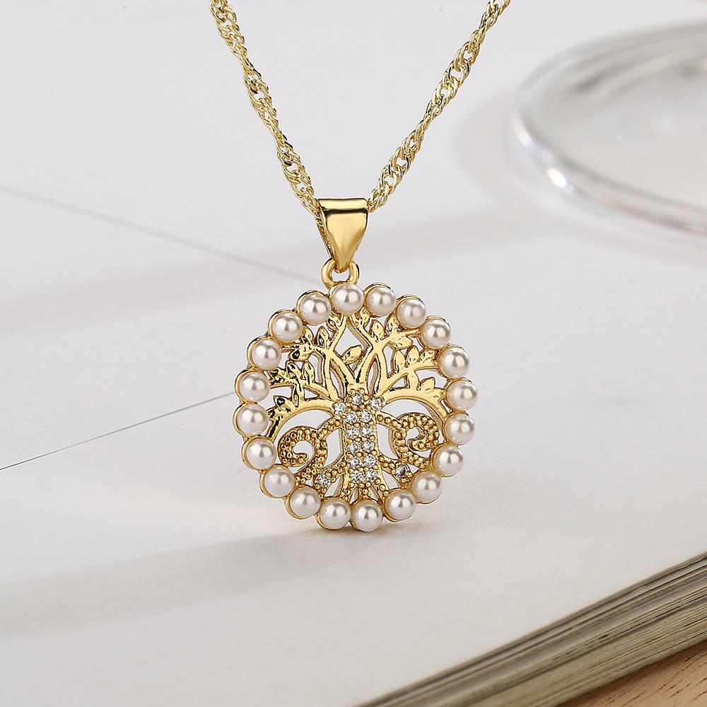 NEWBUY Trendy Zlatá Barva Dutý Design Strom Života Přívěsek Řetízek z Nerezové Oceli Náhrdelník Šperky s AAA Kubickým Zirkonem Pro Ženy Bijoux