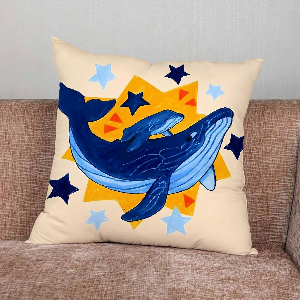 Whale Pillow Case Pillowcase Home Sofa Cushions Car Cushions Pillowcover Office Pillowshell Pillow