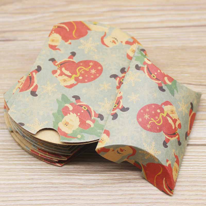 10pc9x7x2.5cm kraft Paper Box Pillow Shape Candy Box Wedding Favor Gift Boxes For Home Baby Shower Kids Birthday Party Supplies