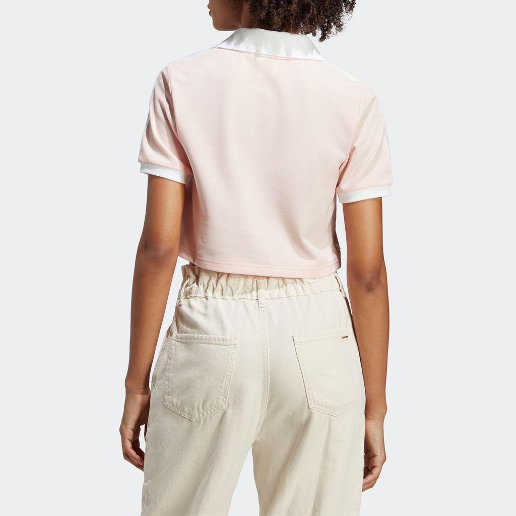 adidas Originals Women's Cropped Polo Shirt Pink IP3757
