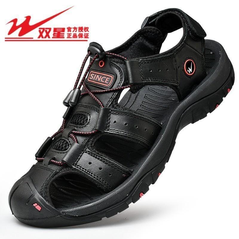 

Leather sandals summer new breathable bag head slippers outdoor sports and leisure shoes beach sandals men 38