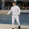 Men's Solid Color Pullover Long Sleeved Casual Sports Round Neck Top And Trousers Suit