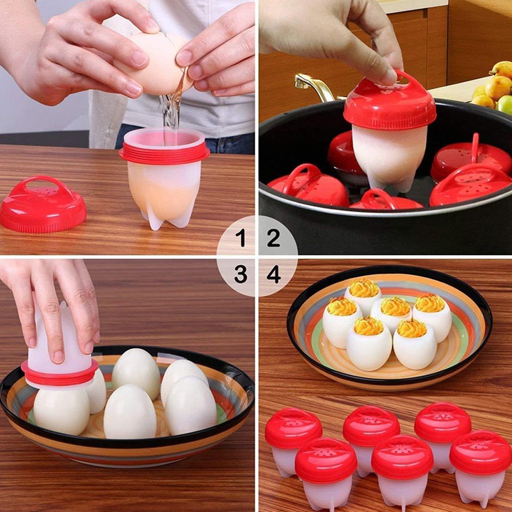 3/6pcs Egg Poachers Cooker Silicone Non-Stick Egg Boiler Cookers Pack Boiled Eggs Mold Cups for Breakfast Kitchen Cooking Tools