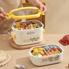 Doppellagige isolierte Lunchbox für Damen: Kompakter Edelstahl-Mahlzeitbehälter zum Abnehmen, ideal für Studenten & Berufstätige