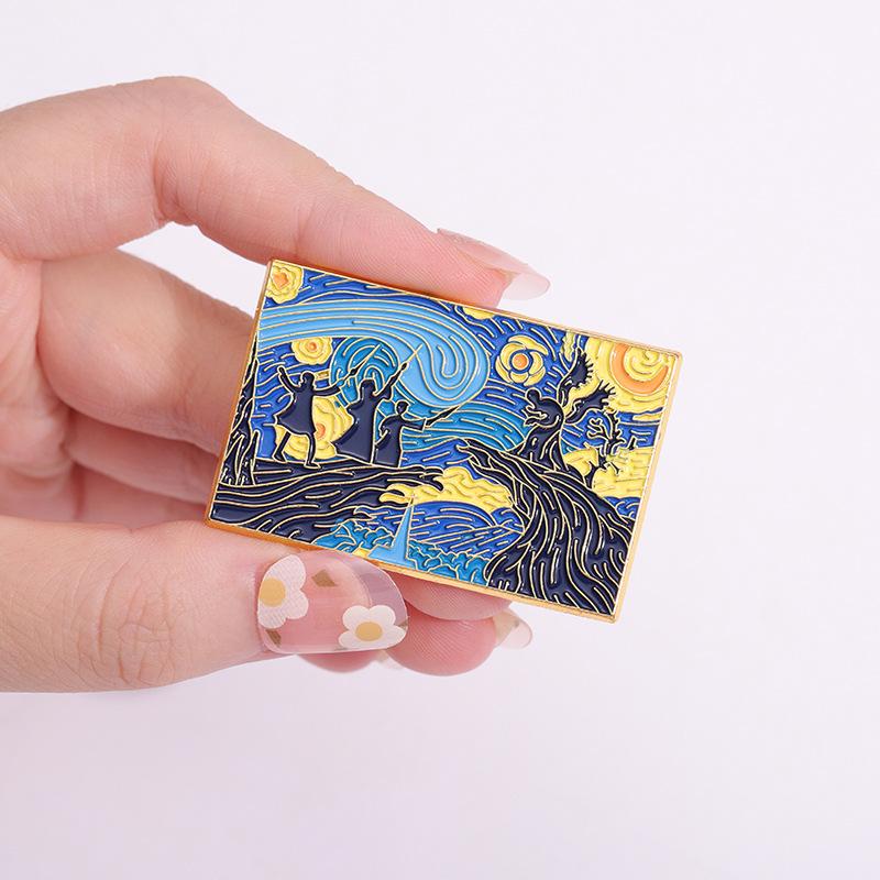 Gogh Artistic Van Inspired Castle Brooch Featuring Stars And Celestial Themes For All