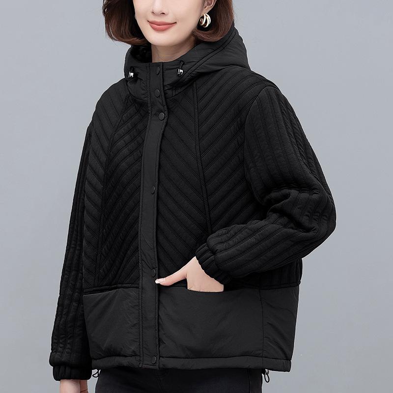 Women's 2024 Winter Hooded Cotton Jacket - Loose, Plus-Size, Thickened Casual Coat for Middle-Aged Moms