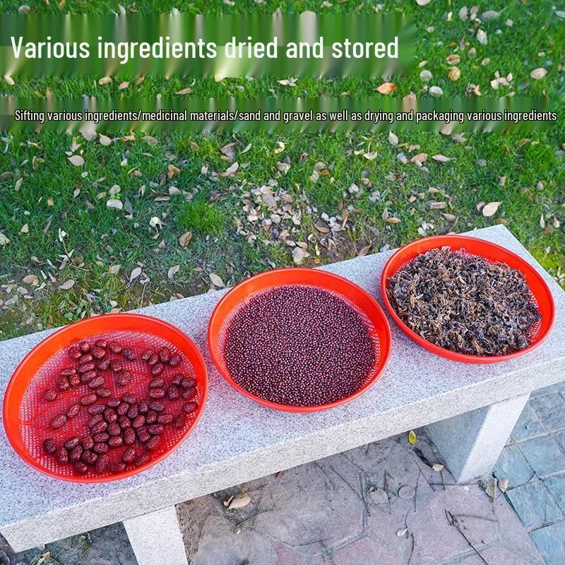 Plastic Round Sieve Winnowing Basket - Household & Commercial Fine Mesh Filter for Drying and Sifting Rice & Vegetables - Imitation Bamboo Weaving