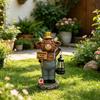 Højlands-ko Havefigur med Solcellelanterne, Velkommen til Min Have Udendørs Harpiks-ko Skulptur til Gårdhave Have Terrasse Græsplæne Dekoration
