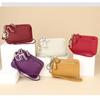 Women's Genuine Leather Mini Wallet Multi-Card Slots Coin Pouch with Keychain Handheld Zip Change Purse Stylish Compact Daily Accessory for Ladies