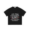 Crewneck T Shirt Black on The Naughty List and I Regret Nothing Candy Cane Print Christmas Holiday Wear