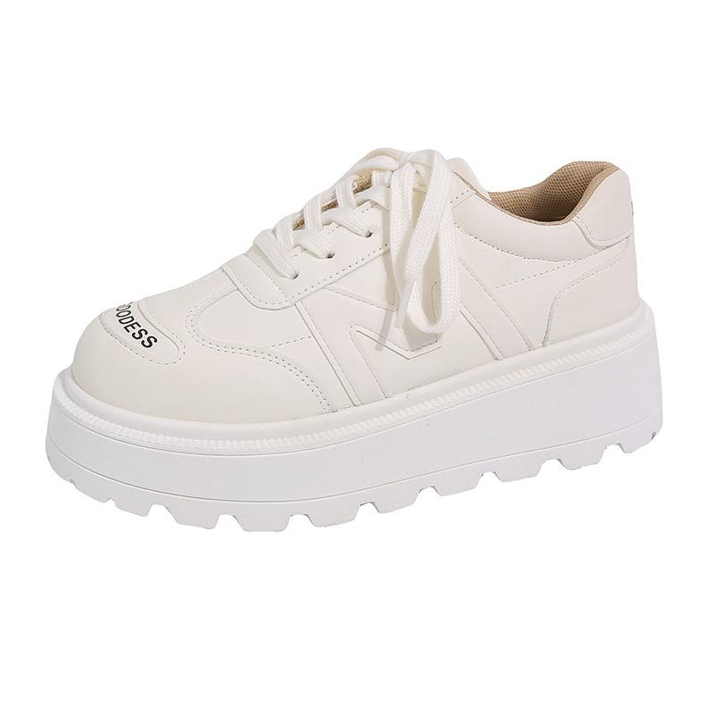 Thick-soled heightening little white shoes for women, small super fire soft leather muffin shoes 2025 new spring and autumn student fashion board shoe