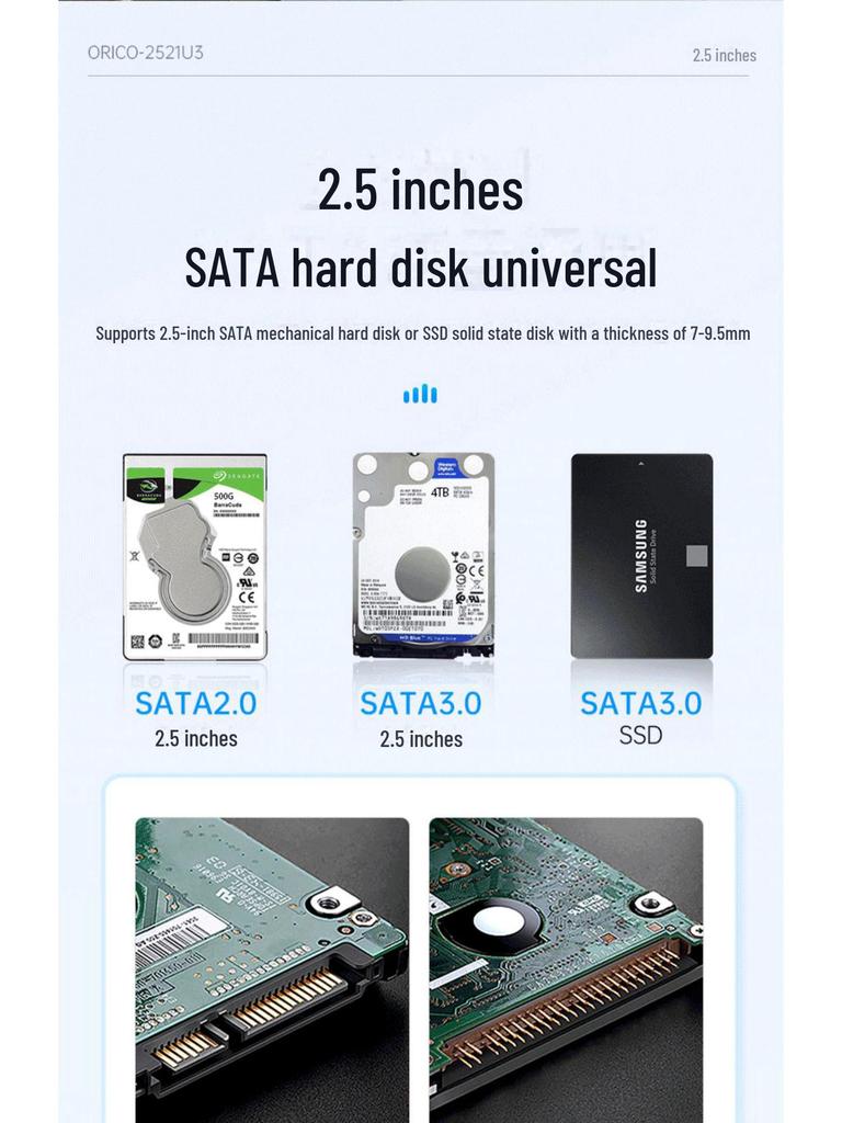 Orico 2521U 2.5-inch USB External Hard Drive Enclosure for SATA SSDs and HDDs
