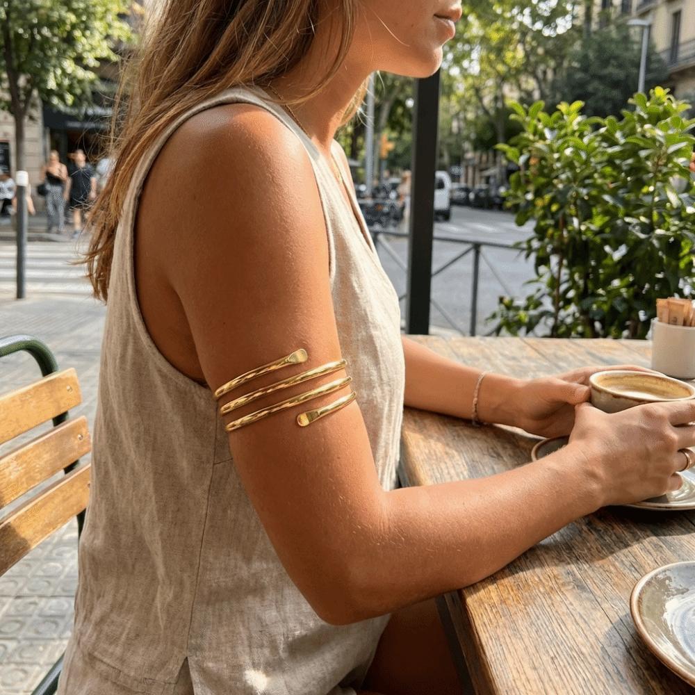 Metal Adjustable Snake Armband Multilayer Coil Hyperbolic Cuff Bangle Open Arm Bangles  Women