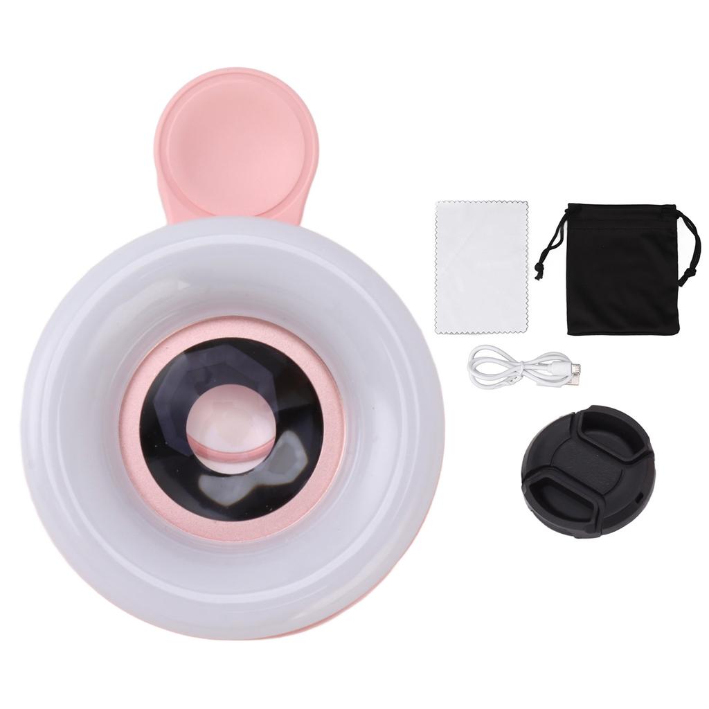 Phone Ring Fill Light Lens Phone Mini Clip Light ABS and Optical Glass with Lithium Battery 100mAh for Video Recording