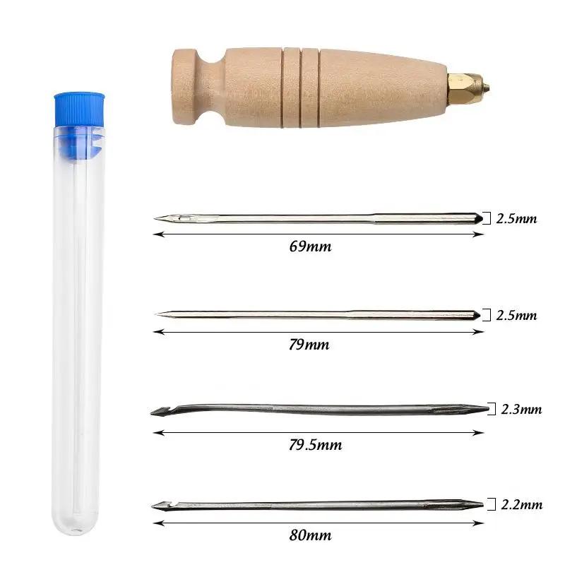 Diy Leather Sewing Awl Needle With Copper Handle Set Leather Sewing Kit Leather Canvas Tent Shoes Repairing Tool W/Nylon Thread
