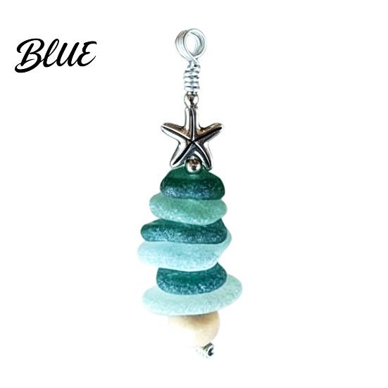 Handcrafted Ocean Inspired Gift Sea Glass Tree Ornament Handmade Starfish Hanging Ornament Decoration Coastal Style Pendant for Christmas Tree Bag