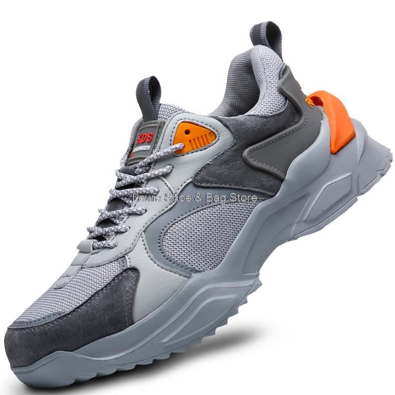 Fashion Anti-Piercing Safety Shoes For Men Working Boots Steel Toe Cap Boots Anti-Smashing Work Shoes Breathable Safety Boot Men's Shoes