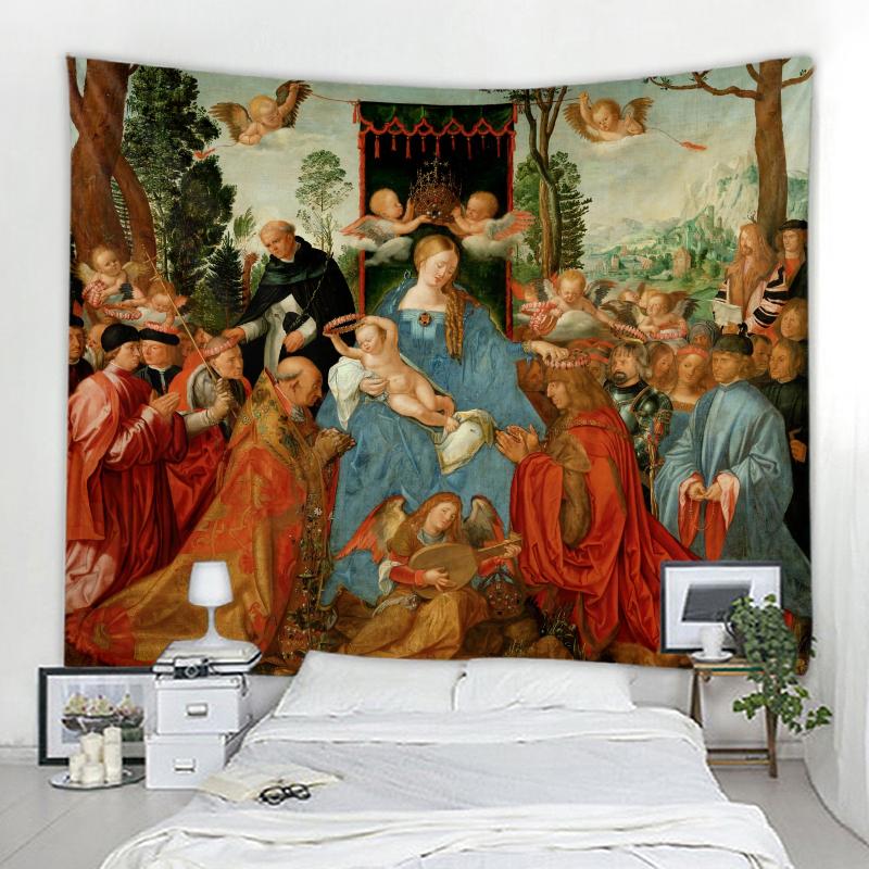 Nordic Oil Painting Background Decorative Tapestry Bohemian Wall Decorative Tapestry Wall Hanging Home Background Decorative Tap