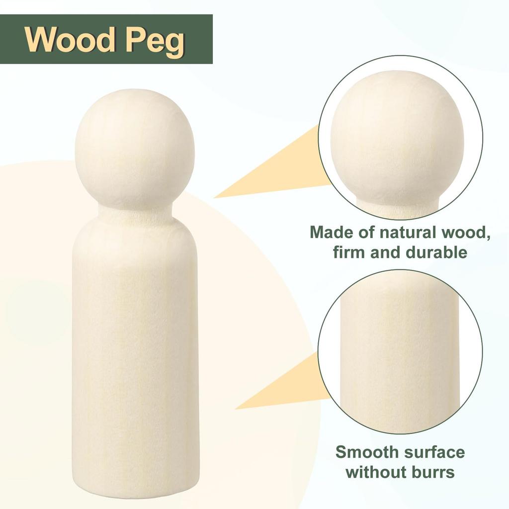 uxcell 2-Pack 3.5-Inch Wooden Peg Dolls, Boy Shape, Unpainted, for DIY Arts and Crafts, Painting