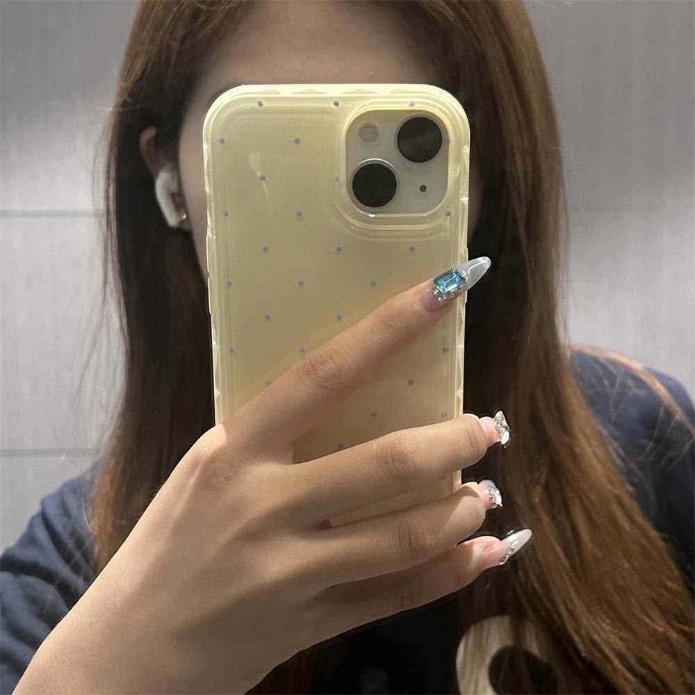 

Korean Cute Polka Dot Macron Color Phone Case For iPhone 17 Air 16 15 14 13 12 Pro Max Trendy Aesthetic Anti Knock Soft Cover For iphone 14pro