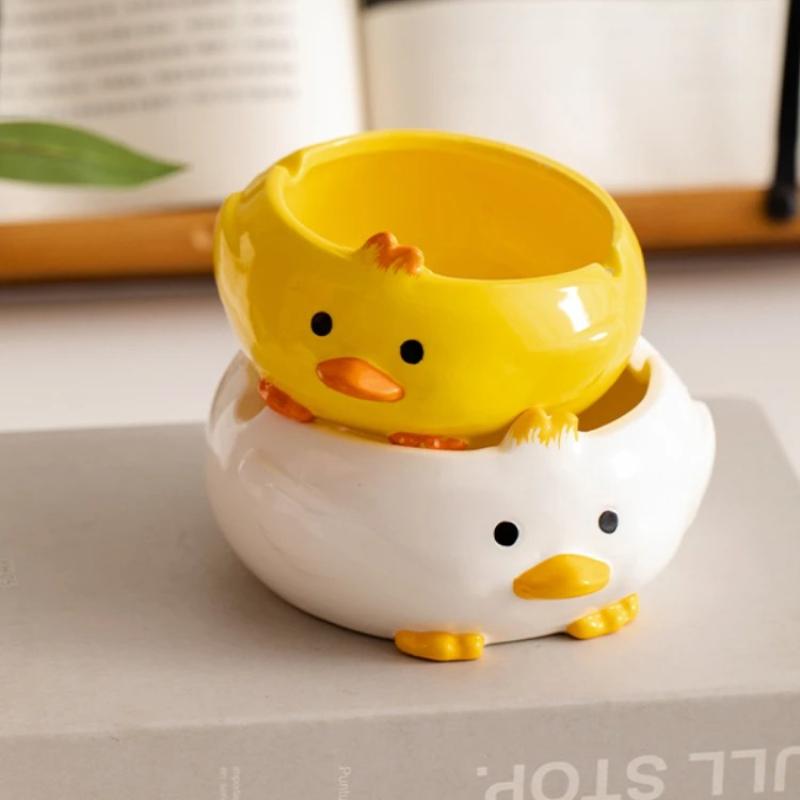 Cartoon Cute Duck Ceramic Decorative Ashtrays Trend Personality Fashion Desktop Porch Home Decoration Storage