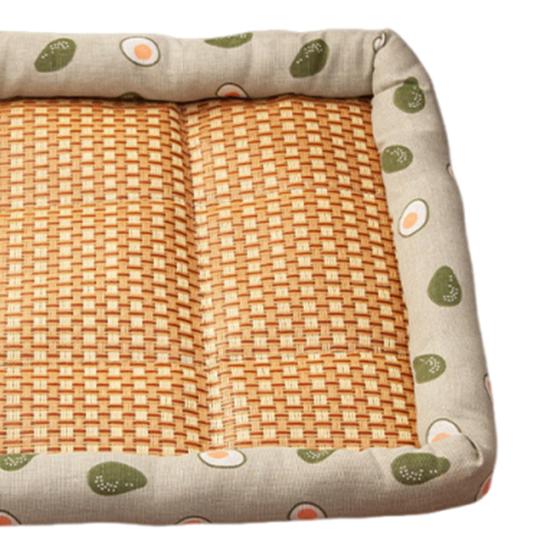 Pet Cooling Mat Summer Cooling Dog Bed Mat Washable Cooling Rattan Mat with Raised Edge Non-slip Bottom for Cats And Dogs