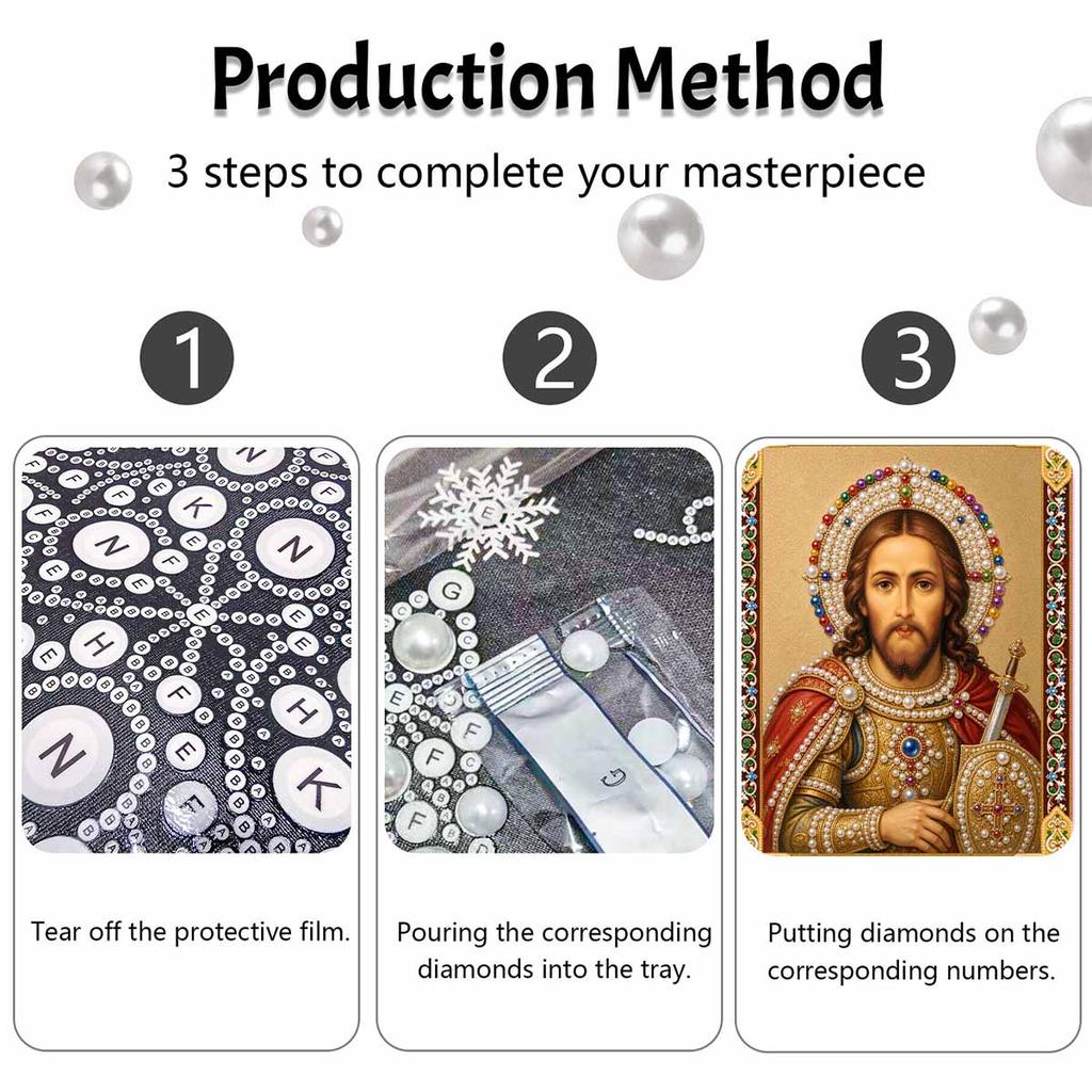 DIY 3D Pearl Diamond Painting Art Set Jesus Christ Religious Wall Art Home Decor Art Set Wall Art