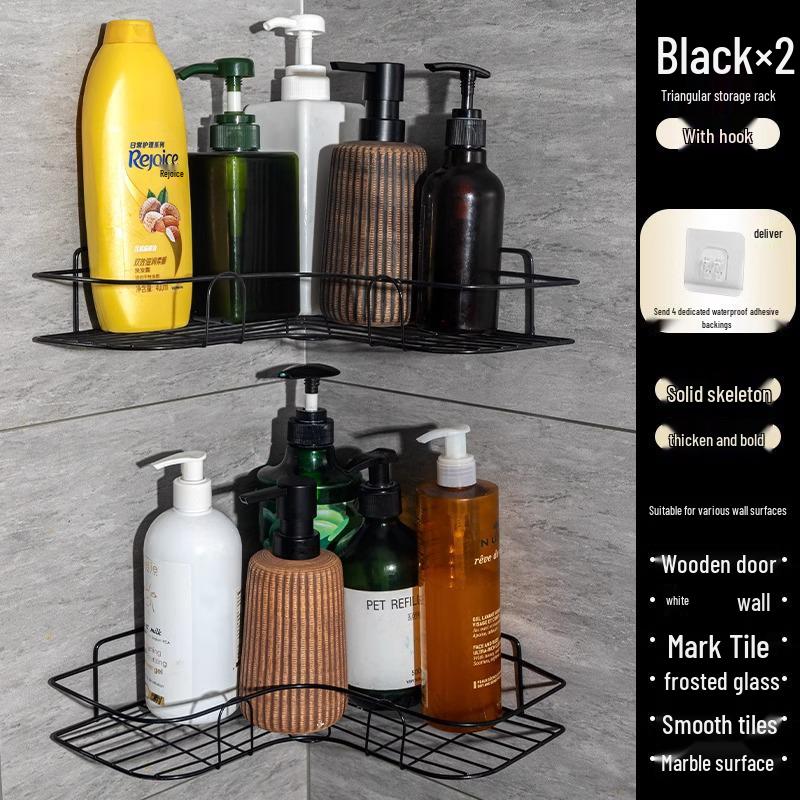 No-Drill Corner Bathroom Storage Shelf - Wall-Mounted Vanity Organizer Rack