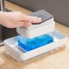 1pc, Press Type Soap Dispenser With A Sponge, Press Soap Box, Kitchen Dishwashing Detergent Liquid Dispenser