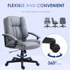 Desk Chair, PU Leather Office Chair with Adjustable Height and Swivel Wheels, for Home Work Study, Light Grey