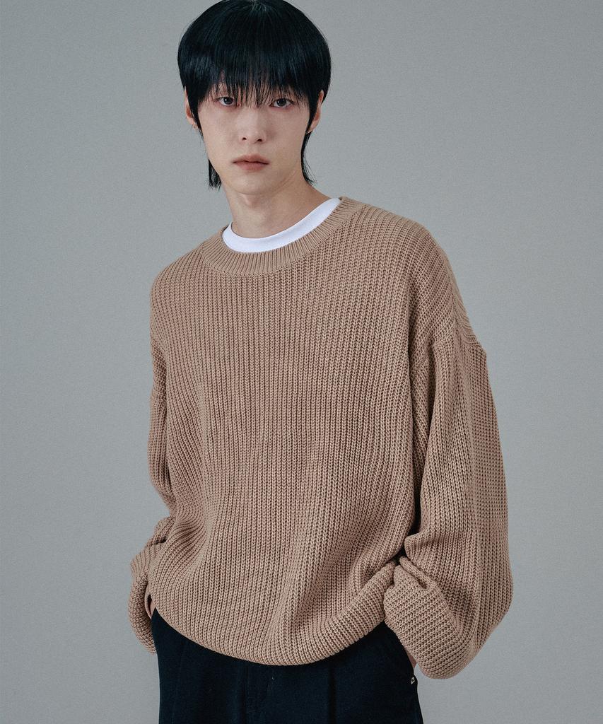 Mubeun Oversized Hazzi Round Knit Beige