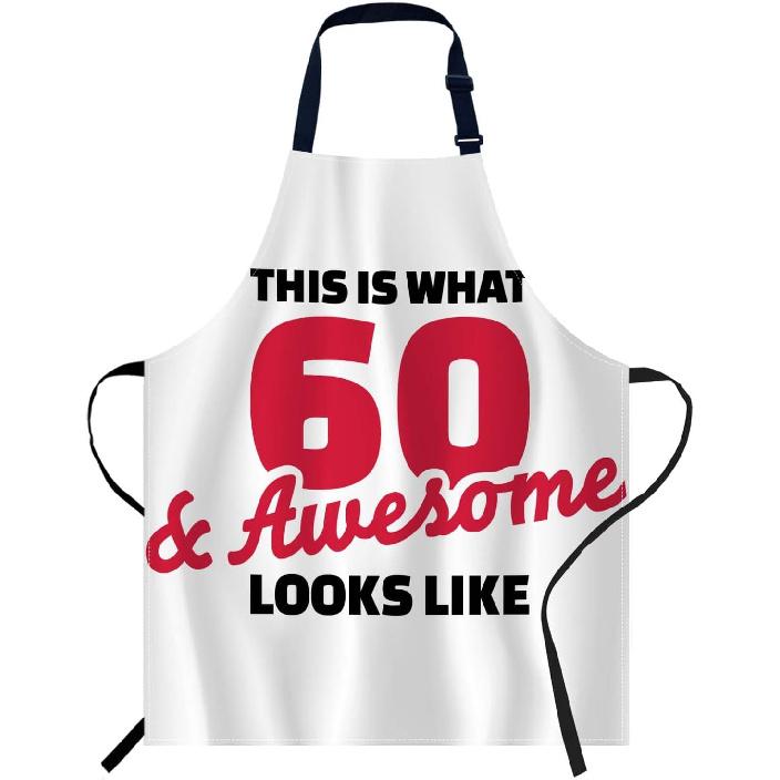 oFloral This Is What 60 and Awesome Looks Like - 60th Birthday Apron,Adjustable Neck Bib Apron for Men Women,Suitable for Kitchen Cooking Waitress