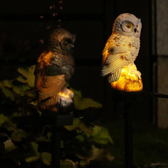 1/2Pcs Solar Owl Light with Stake Weather-resistant Waterproof Outdoor Garden Yard Pathway Patio Yard Lawn Solar Bird LED Decoration Lamp