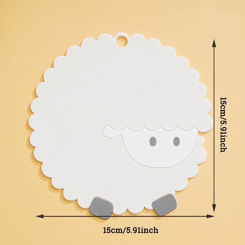 

Cute Cartoon Sheep Cup Coaster Silicone Cup Mat Pad Mug Holder Mat Coffee Drinks Table Placemats Heat-resistant Cup Coasters