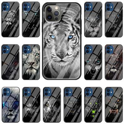 Animal Lion Wolf Tiger Fashion Phone Case For iPhone 11 Pro MAX Cover For iPhone 12 13 Pro Max XR X XS 7 8 Plus SE Glass Shell