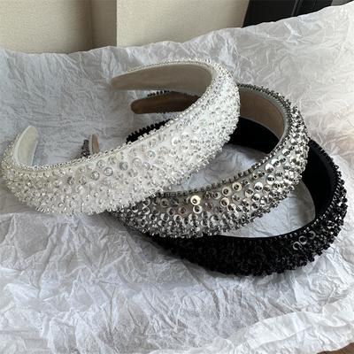 Glitzer Pailletten Perlen Schwamm Verdicktes Stirnband für Frauen Luxus Gebrochene Kristallperle Haaraccessoire Kopfwickel Erwachsenen Haarband