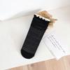 Lace Hollowed-out Mesh Princess Socks, Black and White Retro Black Ear-trimmed Women's Pile-up Socks, Long Socks