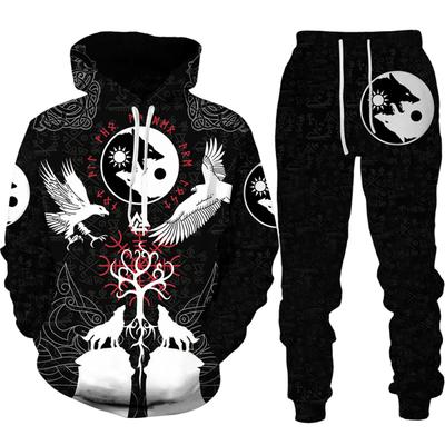 Spring Autumn 3D Printed Fierce Eagle Pattern Hoodies Sweatshirt Men's Sweatpants Set Unisex Tracksuit Fashion Men Clothing Suit