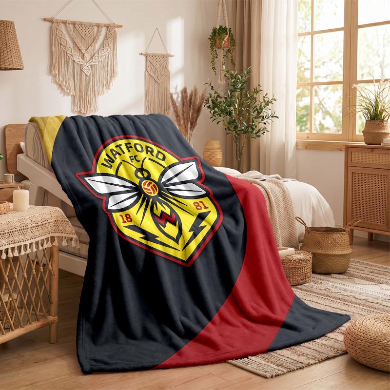 Watford Football Print Flannel Blanket Soft Warm Sofa Bed Throw Blanket For Home Office Bedroom