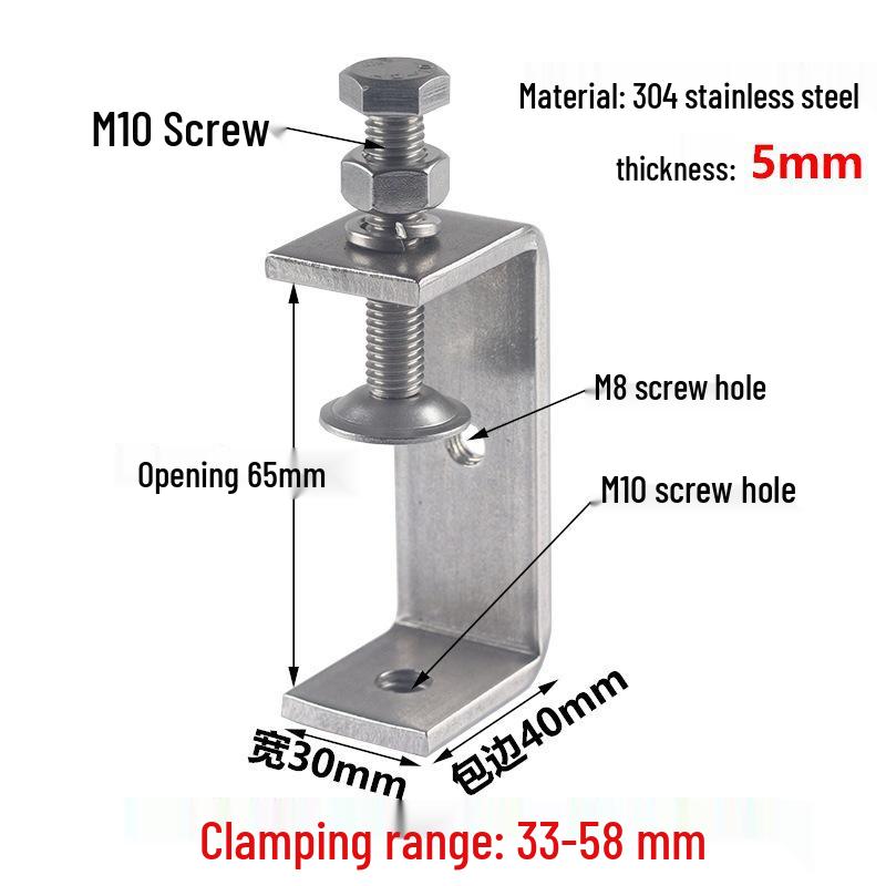 304 Stainless Steel Tiger C-Clamp U-Shaped Fixture with Hand-Tightened Eyebolt