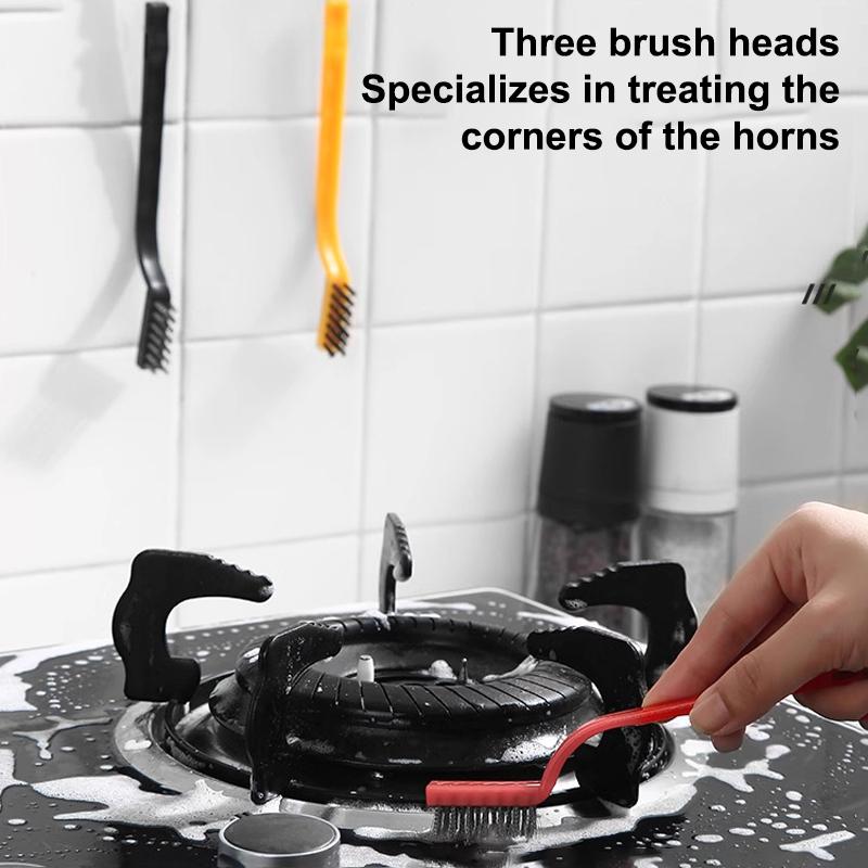 Deep Clean Kitchen Brush Set  Cleaning for Gas Stove Brass Bristles Scrubber Appliance Maintenance